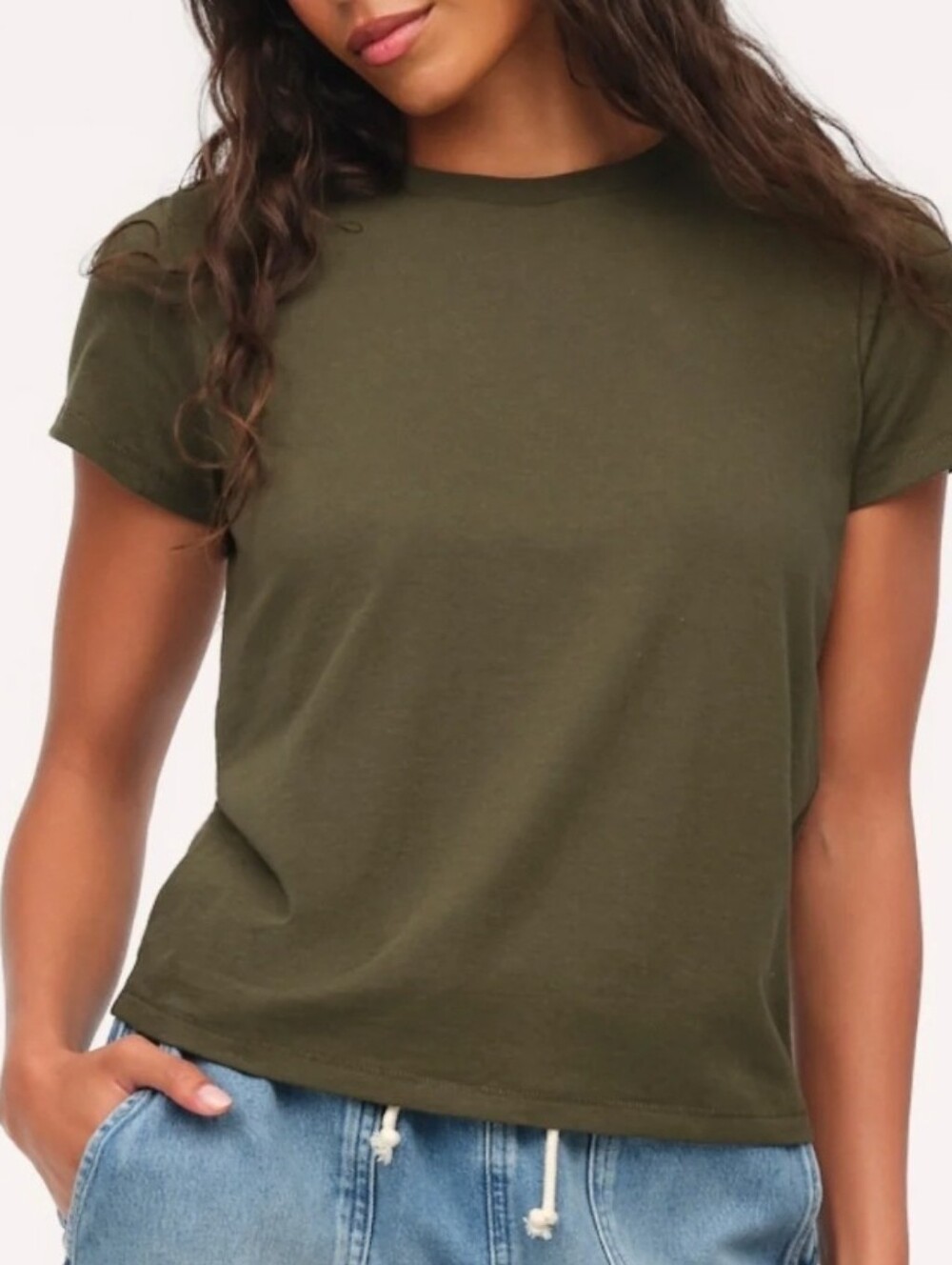 Nuuds Womens The Perfect Tee Shirt Size Large NWT Darkest Olive Minimalist
